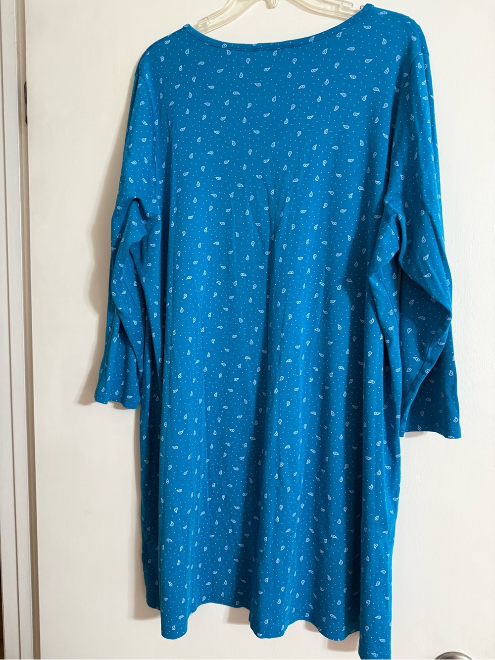 Blue nightgown with Subtle White Paisley Print